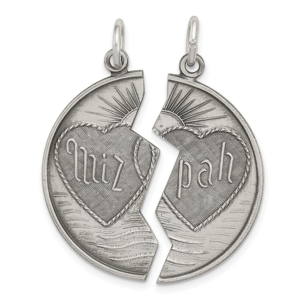 Sterling Silver Antiqued & Satin 2 Piece Mizpah Coin Pendant, 28mm, Item P27740 by The Black Bow Jewelry Co.