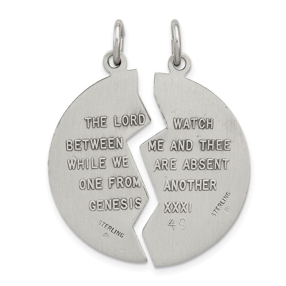 Alternate view of the Sterling Silver Antiqued & Satin 2 Piece Mizpah Coin Pendant, 28mm by The Black Bow Jewelry Co.