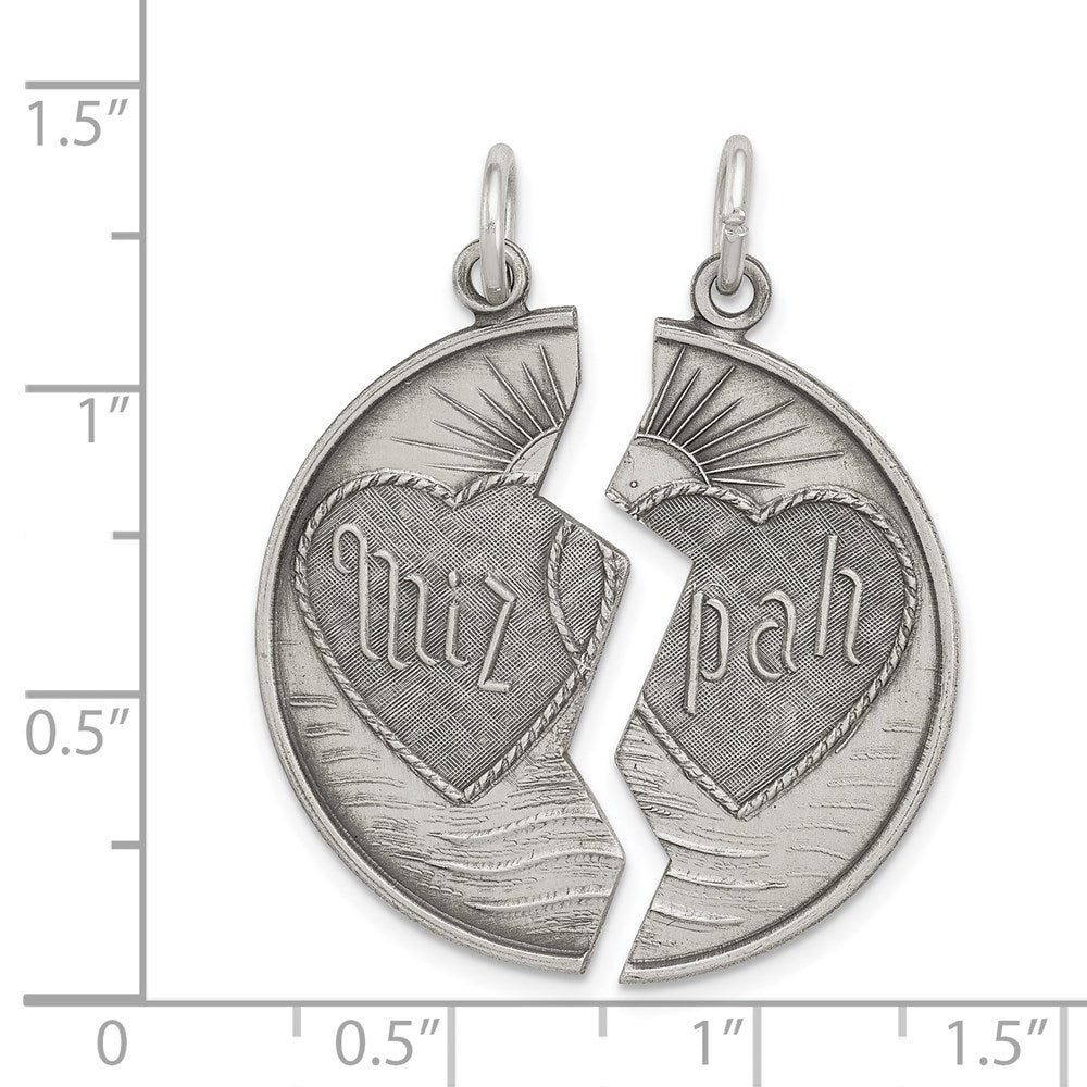 Alternate view of the Sterling Silver Antiqued & Satin 2 Piece Mizpah Coin Pendant, 28mm by The Black Bow Jewelry Co.