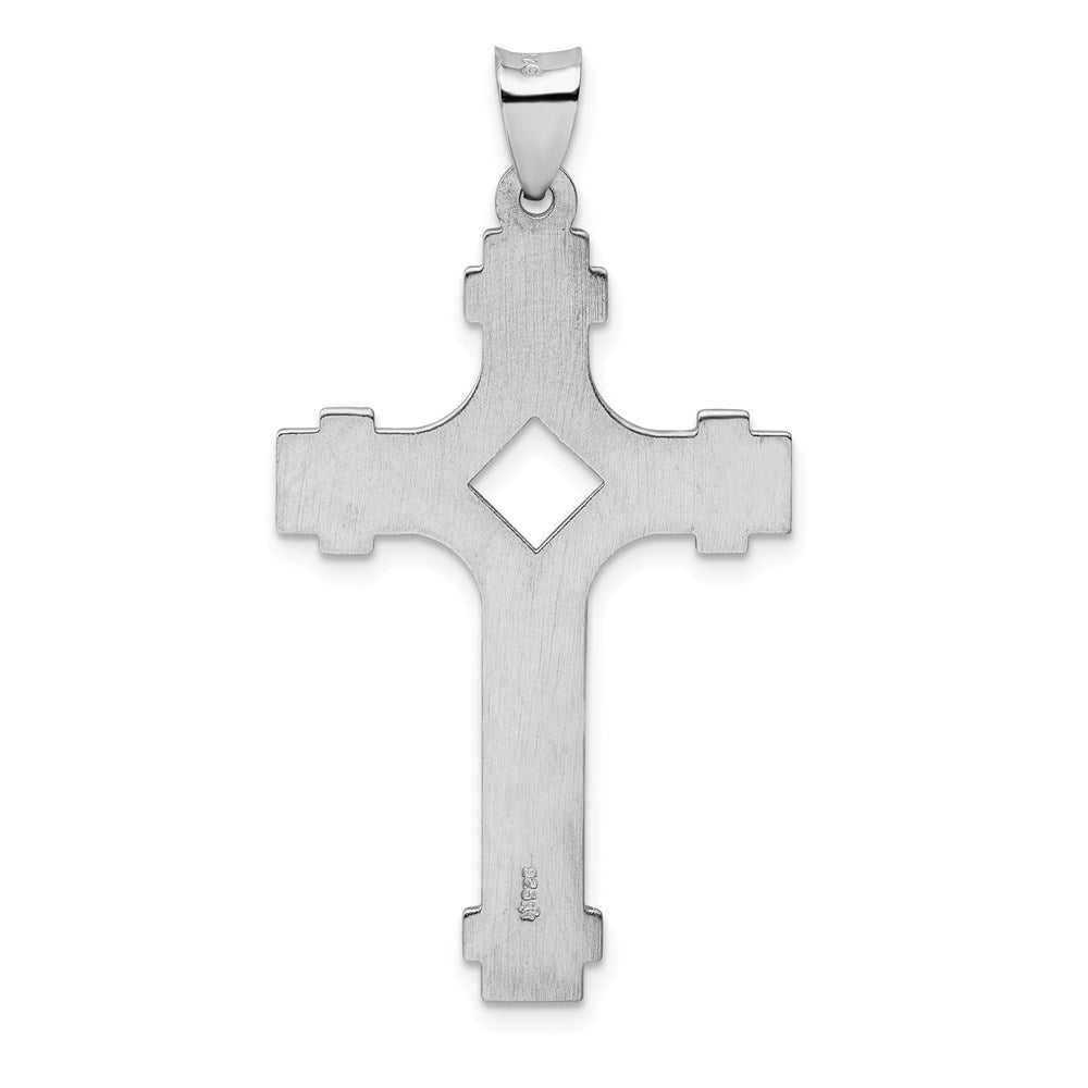 Alternate view of the Rhodium-Plated Sterling Silver Solid Flanched Cross Pendant, 24 x 46mm by The Black Bow Jewelry Co.