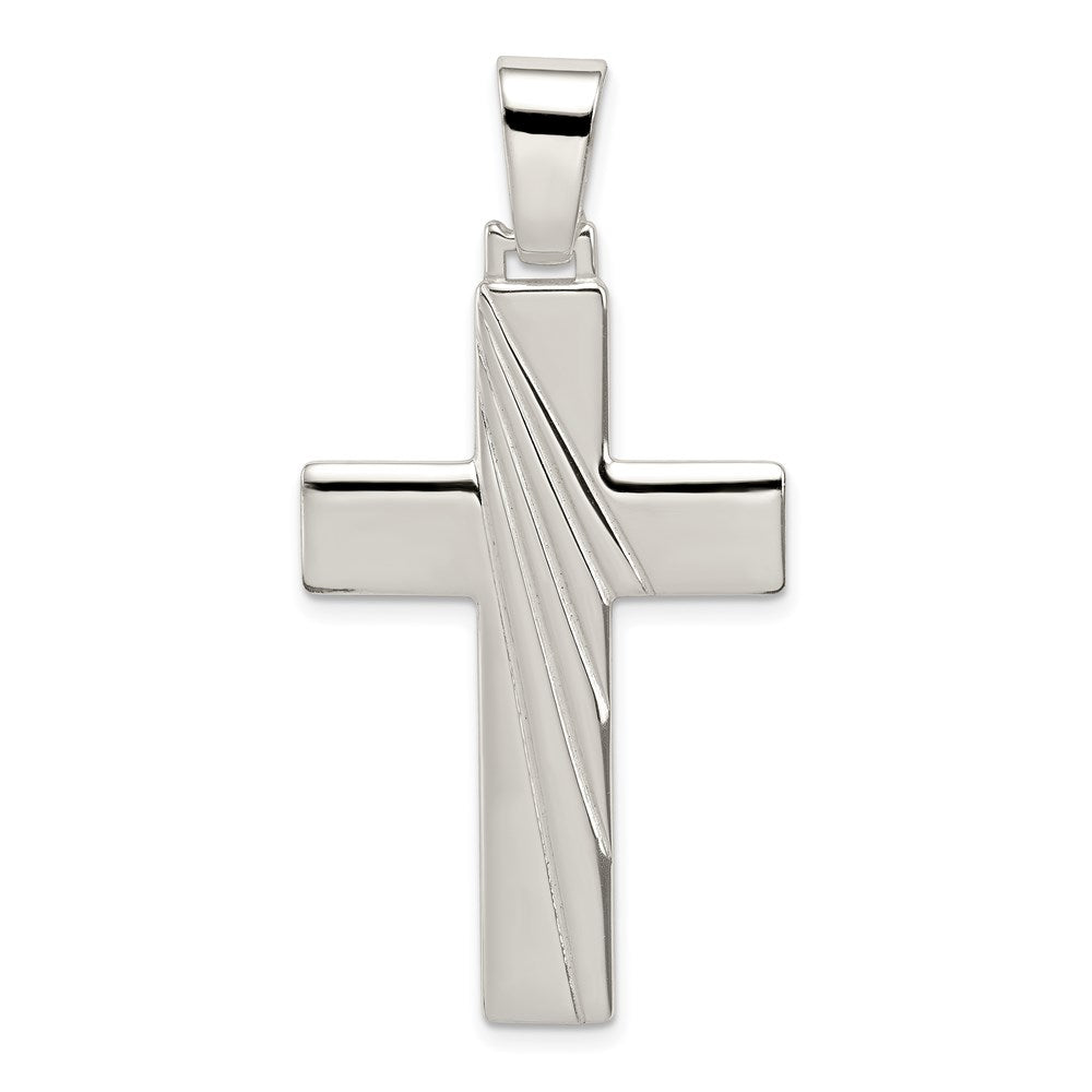 Sterling Silver Solid Polished Cross Pendant, 23 x 47mm, Item P27752 by The Black Bow Jewelry Co.
