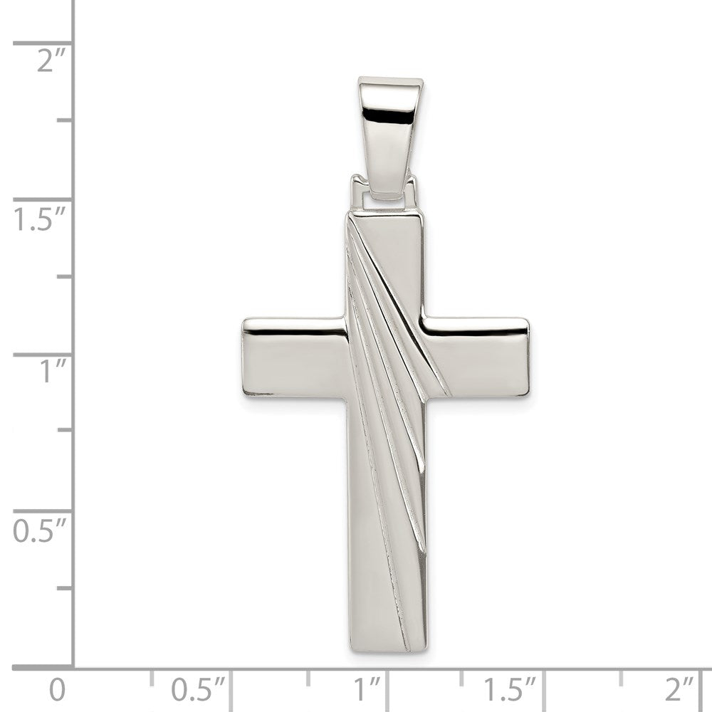 Alternate view of the Sterling Silver Solid Polished Cross Pendant, 23 x 47mm by The Black Bow Jewelry Co.