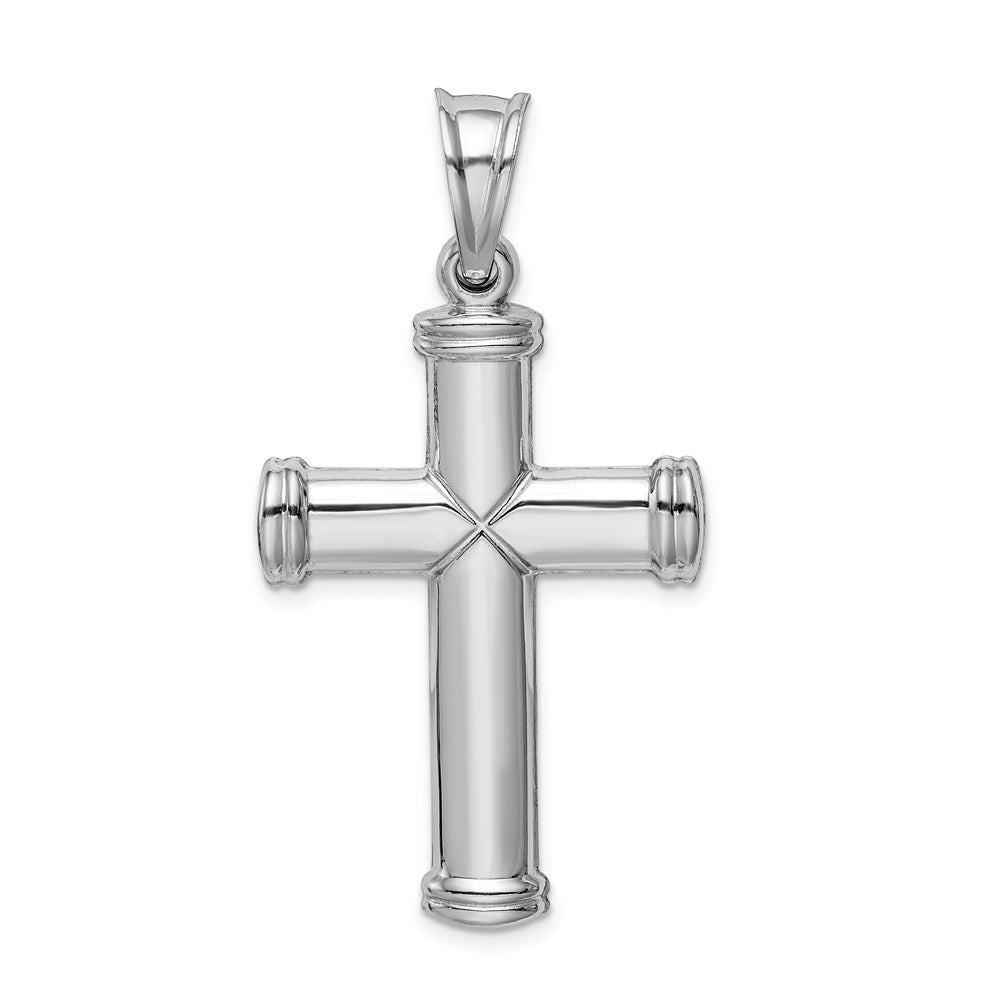 Alternate view of the Men's Sterling Silver Rhodium-Plated Hollow 3D Cross Pendant, 25x48mm by The Black Bow Jewelry Co.