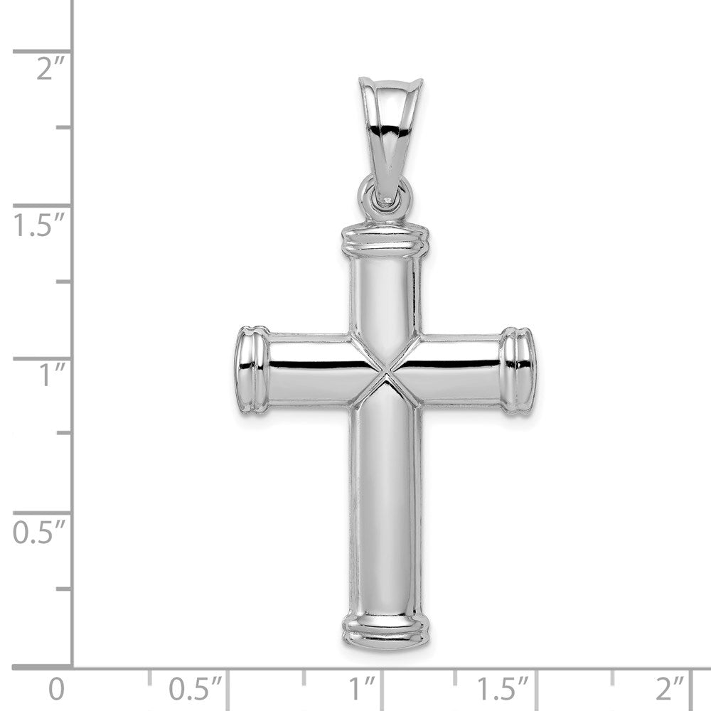 Alternate view of the Men's Sterling Silver Rhodium-Plated Hollow 3D Cross Pendant, 25x48mm by The Black Bow Jewelry Co.
