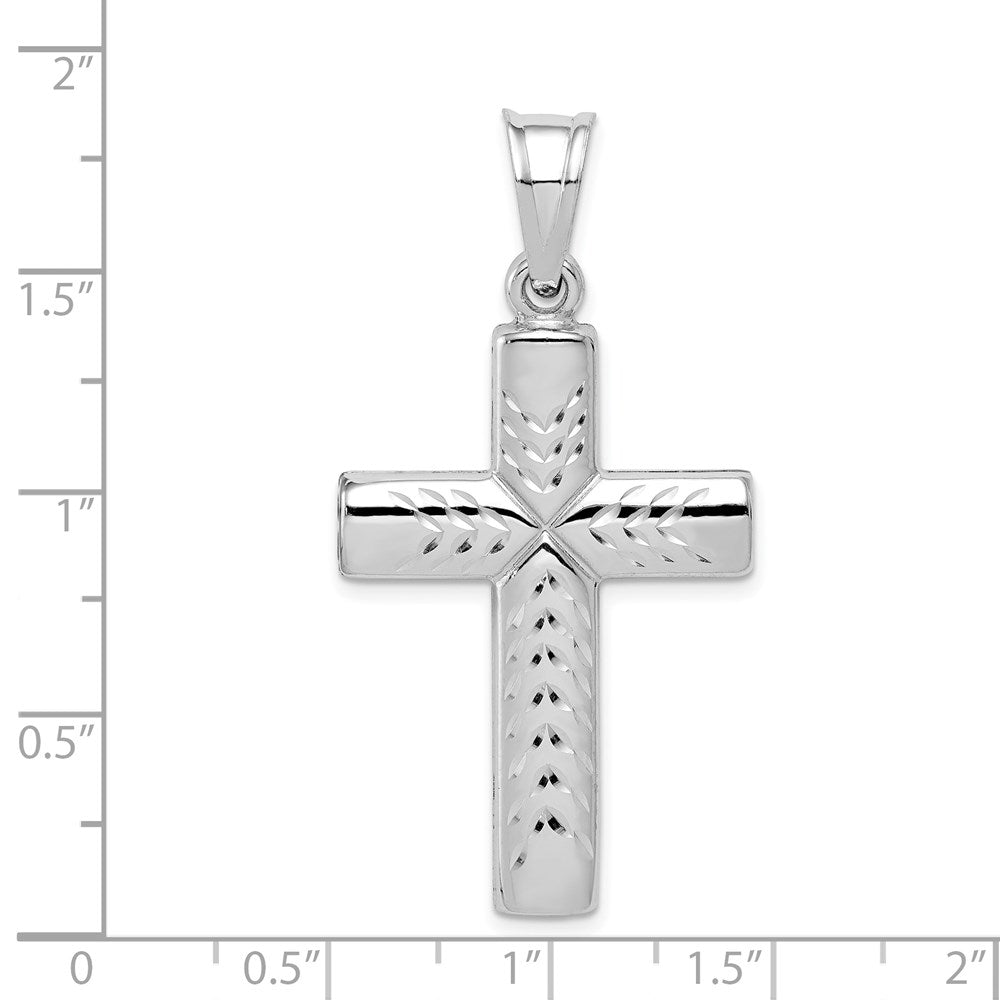 Alternate view of the Sterling Silver Rhodium-Plated D/C & Polished Cross Pendant, 23 x 46mm by The Black Bow Jewelry Co.