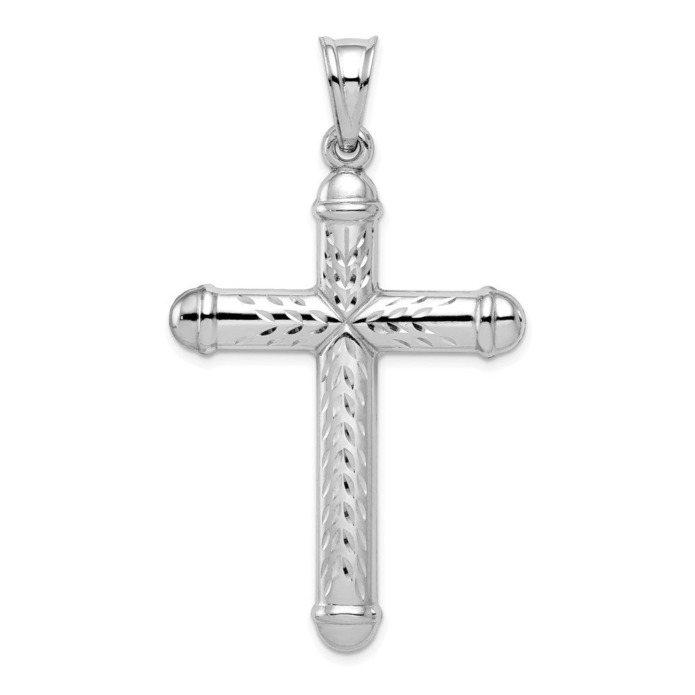 Sterling Silver Rhodium-Plated D/C & Polished Cross Pendant, 32 x 56mm, Item P27758 by The Black Bow Jewelry Co.