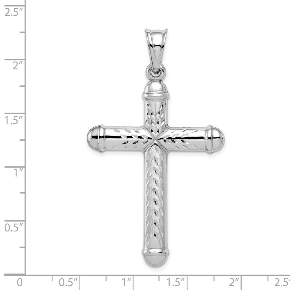 Alternate view of the Sterling Silver Rhodium-Plated D/C & Polished Cross Pendant, 32 x 56mm by The Black Bow Jewelry Co.
