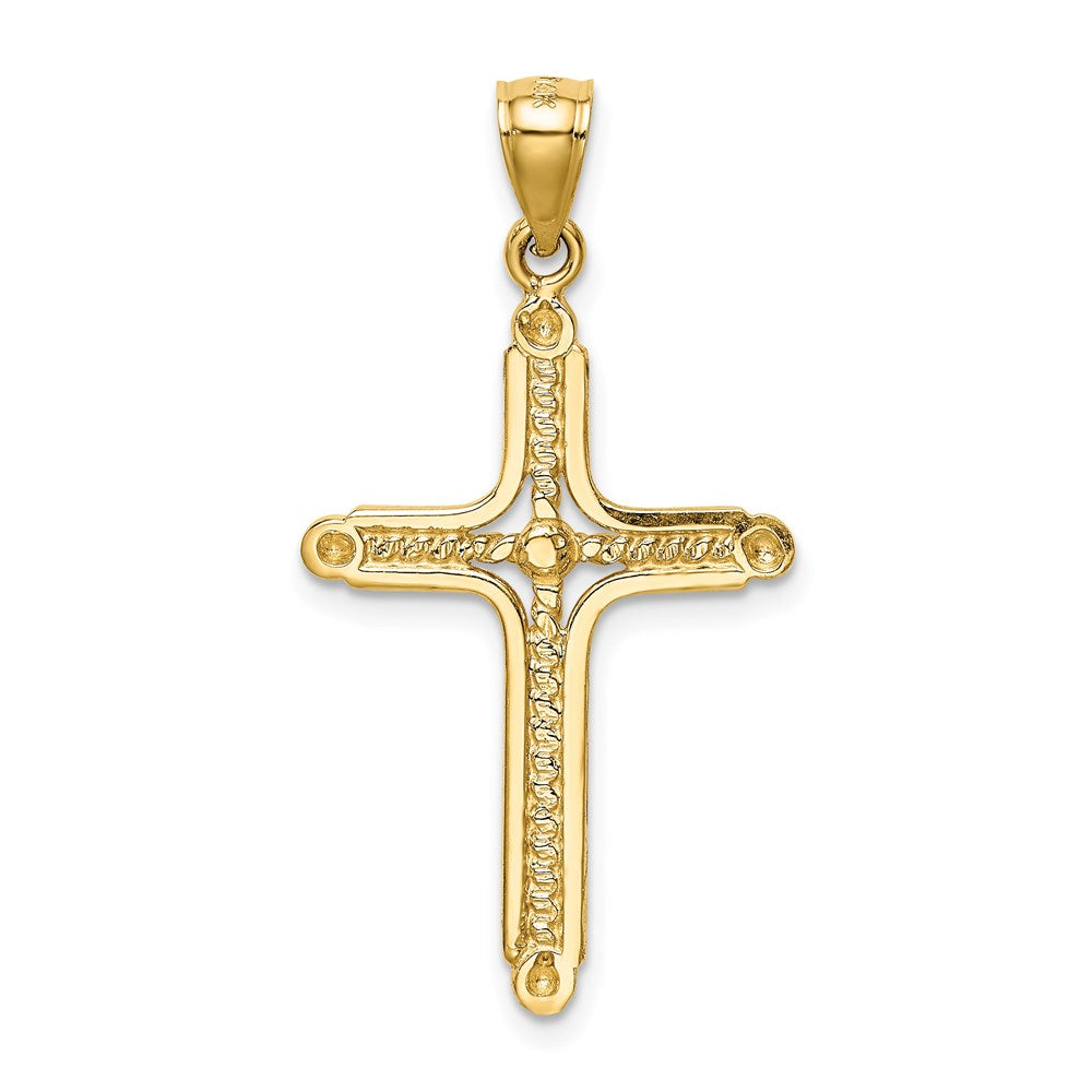 Alternate view of the 14k Yellow Gold Solid 2D Budded Cable Cross Pendant, 18 x 36mm by The Black Bow Jewelry Co.