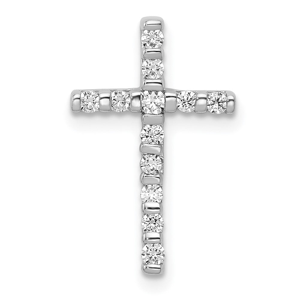 14k White Gold 1/4 Ctw Diamond Latin Cross Slide Pendant, 11 x 18mm, Item P27771 by The Black Bow Jewelry Co.