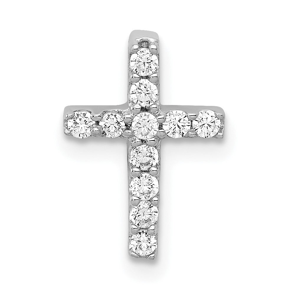 14k White Gold 1/5 Ctw Diamond Mini Latin Cross Slide Pendant, 9x13mm, Item P27772 by The Black Bow Jewelry Co.