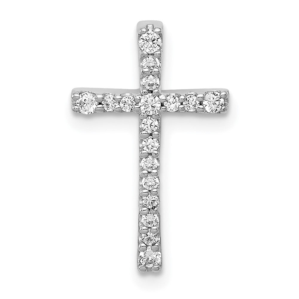 14k White Gold 1/5 Ctw Diamond Latin Cross Slide Pendant, 11 x 18mm, Item P27773 by The Black Bow Jewelry Co.