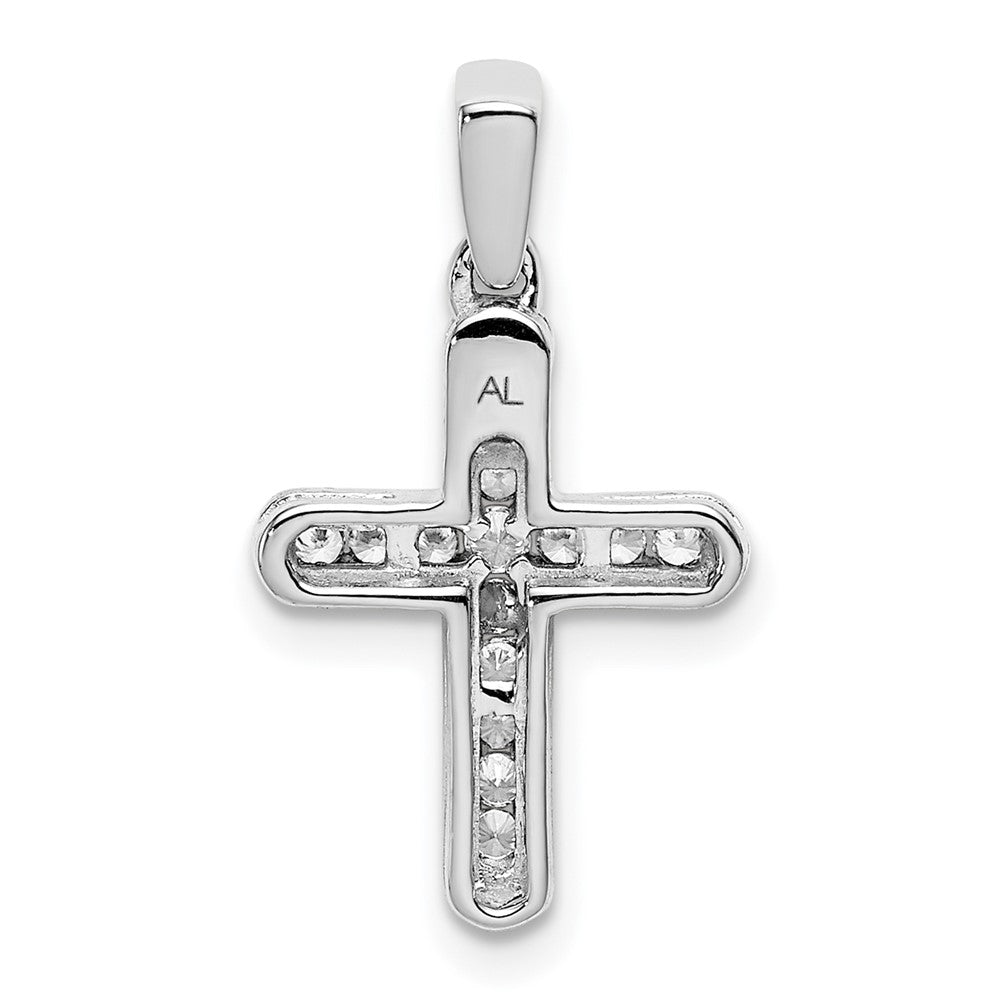 Alternate view of the 14k White Gold 1/6 Ctw Diamond Small Cross Pendant, 11 x 20mm by The Black Bow Jewelry Co.
