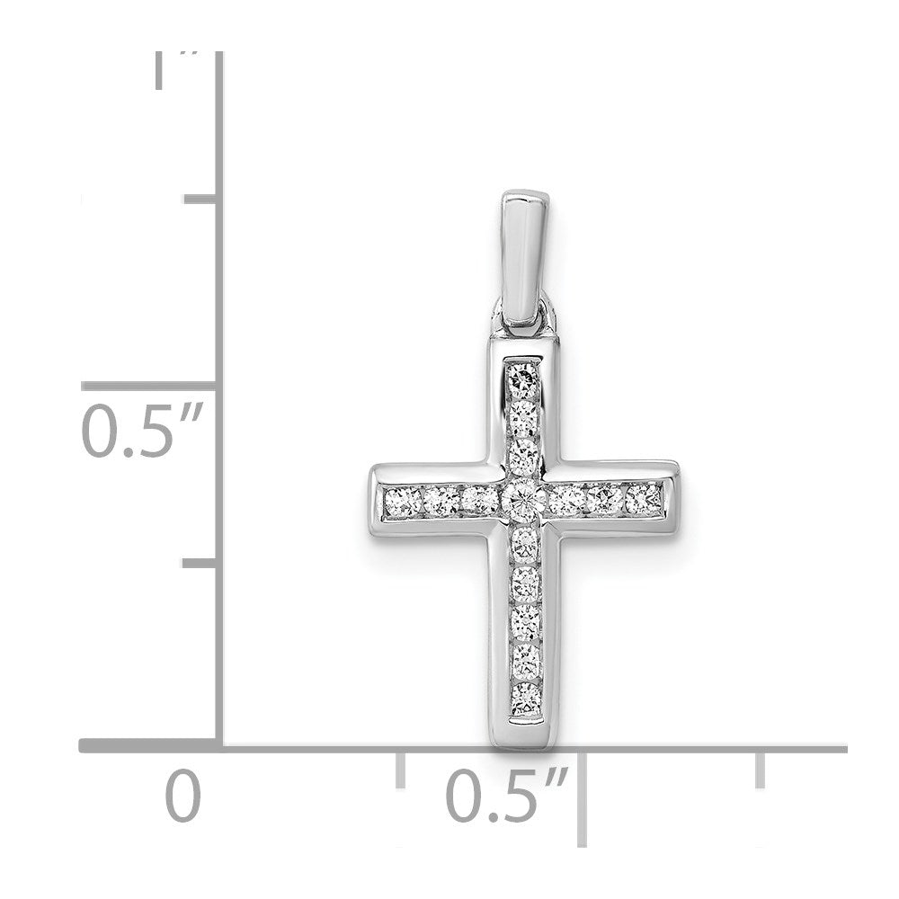 Alternate view of the 14k White Gold 1/6 Ctw Diamond Small Cross Pendant, 11 x 20mm by The Black Bow Jewelry Co.