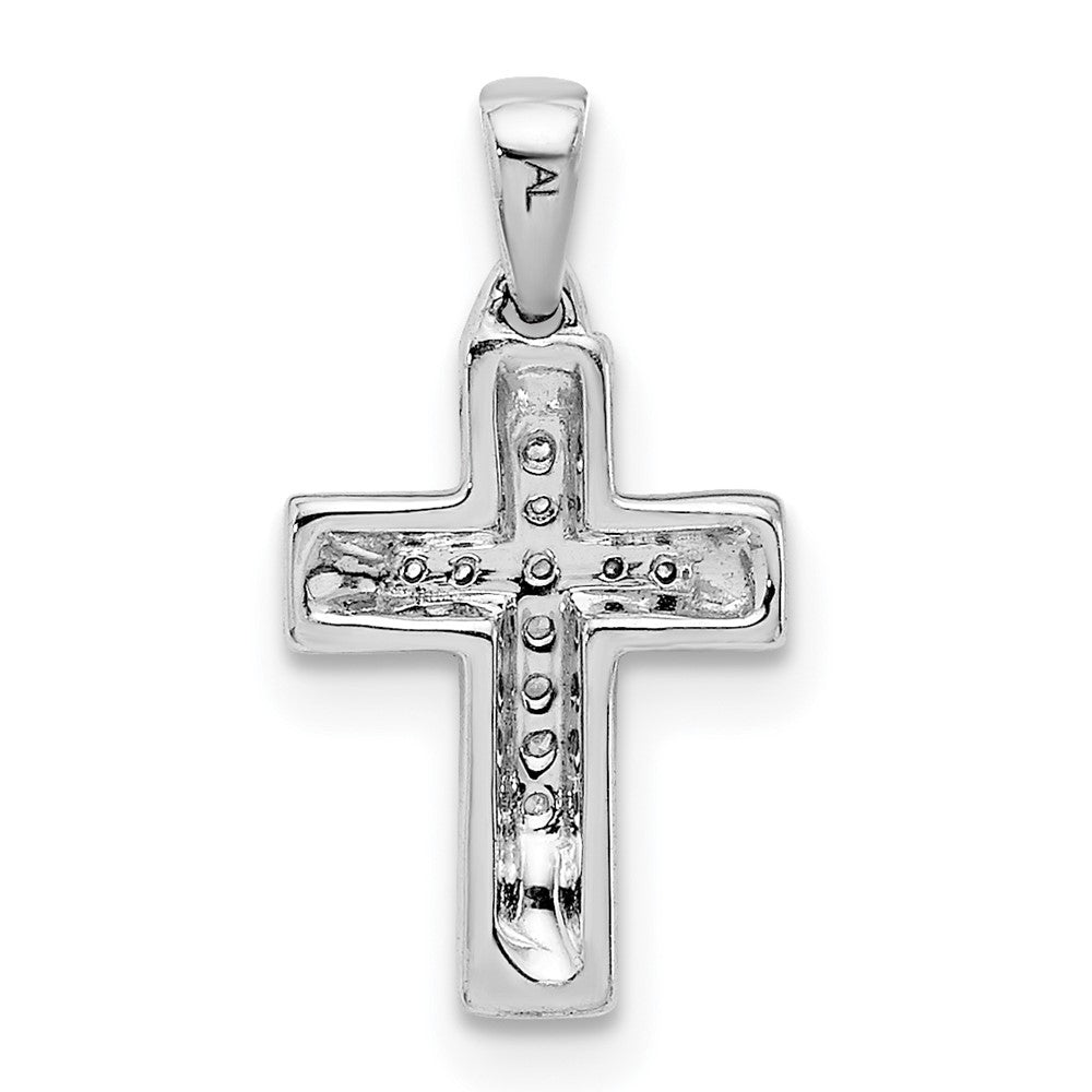Alternate view of the 14k White Gold 1/20 Ctw Diamond Tiny Latin Cross Pendant, 9 x 17mm by The Black Bow Jewelry Co.