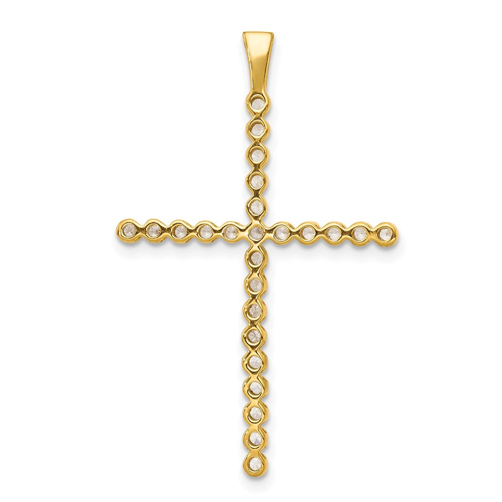 Alternate view of the 14k Yellow Gold & Rhodium 1/4 Ctw Diamond Latin Cross Pendant, 22x36mm by The Black Bow Jewelry Co.