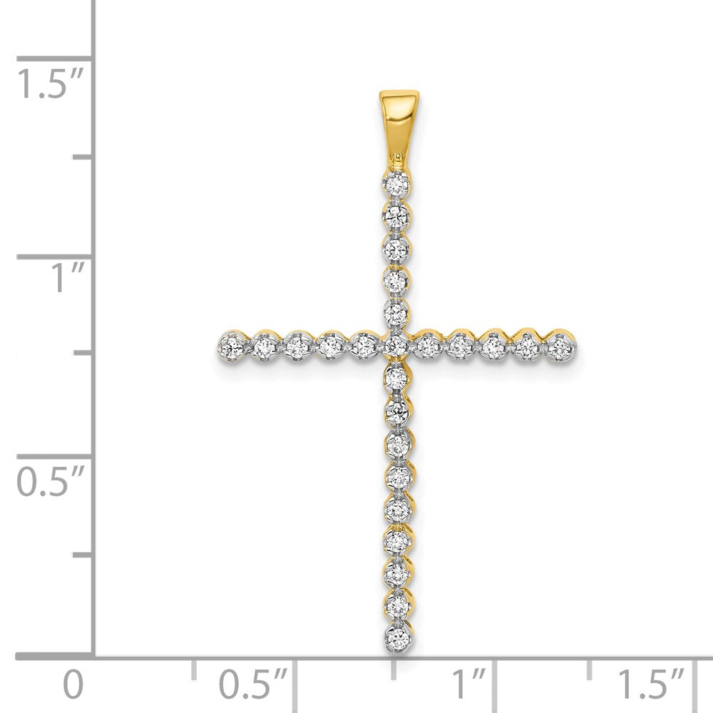 Alternate view of the 14k Yellow Gold & Rhodium 1/4 Ctw Diamond Latin Cross Pendant, 22x36mm by The Black Bow Jewelry Co.