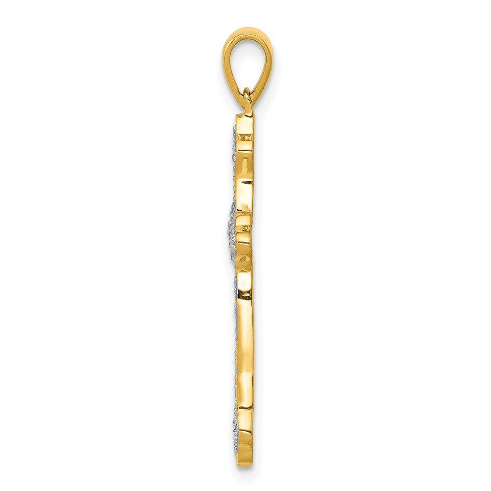 Alternate view of the 14k Yellow Gold & Rhodium 1/10 Ctw Diamond Cross Pendant, 16 x 31mm by The Black Bow Jewelry Co.