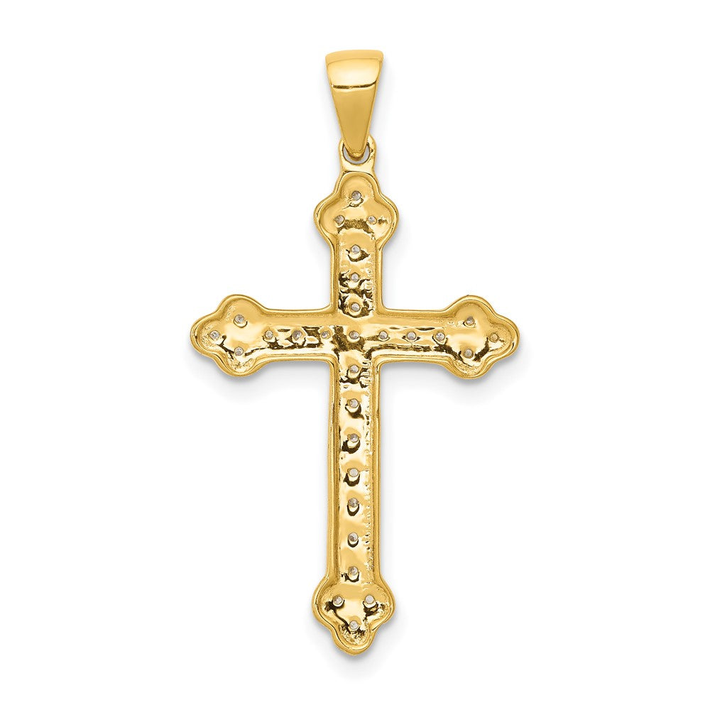Alternate view of the 14k Yellow Gold & Rhodium 1/10 Ctw Diamond Cross Pendant, 16 x 31mm by The Black Bow Jewelry Co.