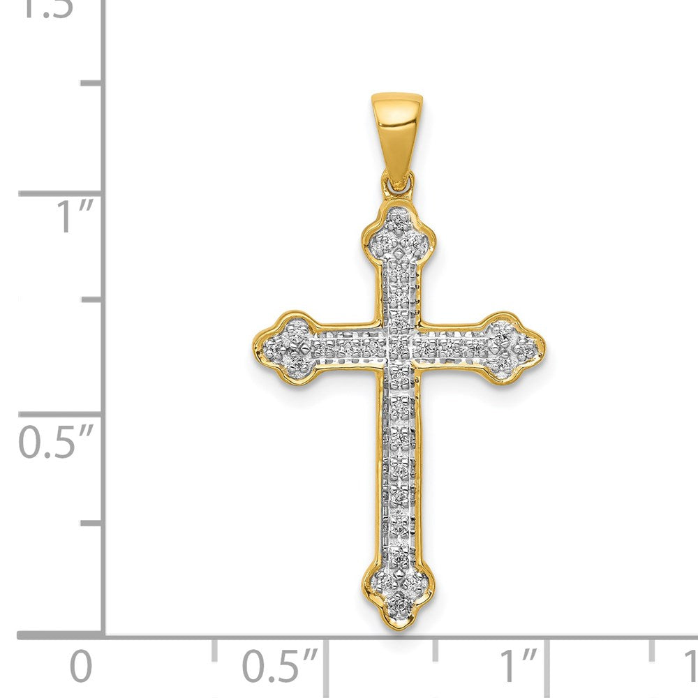 Alternate view of the 14k Yellow Gold & Rhodium 1/10 Ctw Diamond Cross Pendant, 16 x 31mm by The Black Bow Jewelry Co.