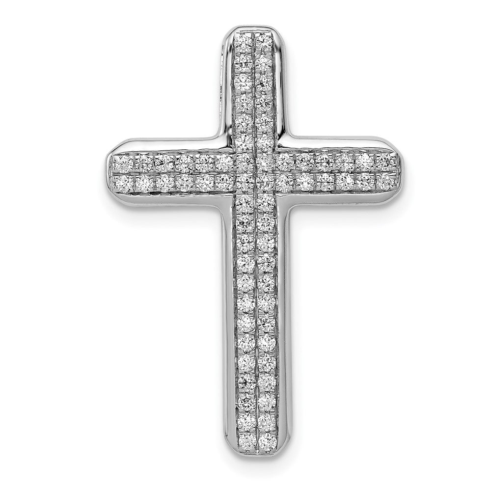 14k White Gold 1/2 Ctw Diamond Latin Cross Slide Pendant, 19 x 29mm, Item P27782 by The Black Bow Jewelry Co.