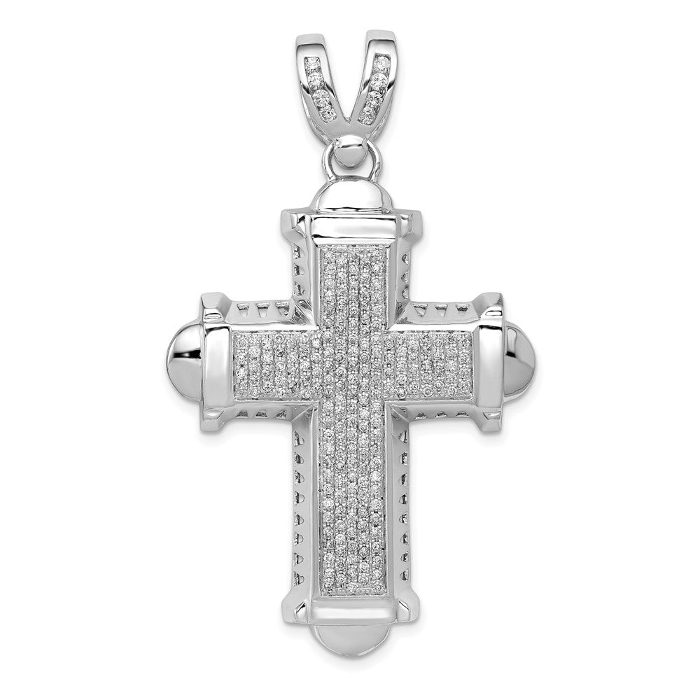 Men's 14k White Gold 7/8 Ctw Diamond Large Cross Pendant, 32 x 55mm, Item P27784 by The Black Bow Jewelry Co.