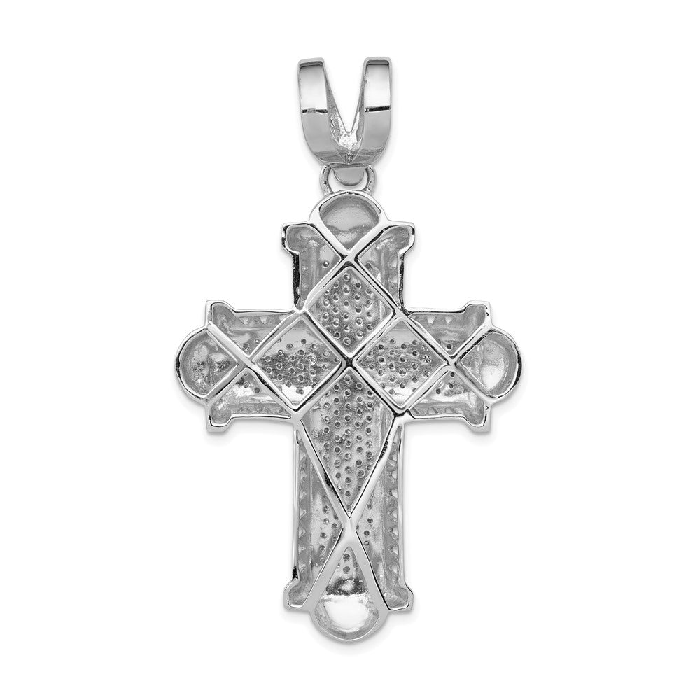 Alternate view of the Men's 14k White Gold 7/8 Ctw Diamond Large Cross Pendant, 32 x 55mm by The Black Bow Jewelry Co.