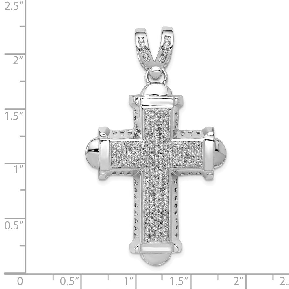 Alternate view of the Men's 14k White Gold 7/8 Ctw Diamond Large Cross Pendant, 32 x 55mm by The Black Bow Jewelry Co.