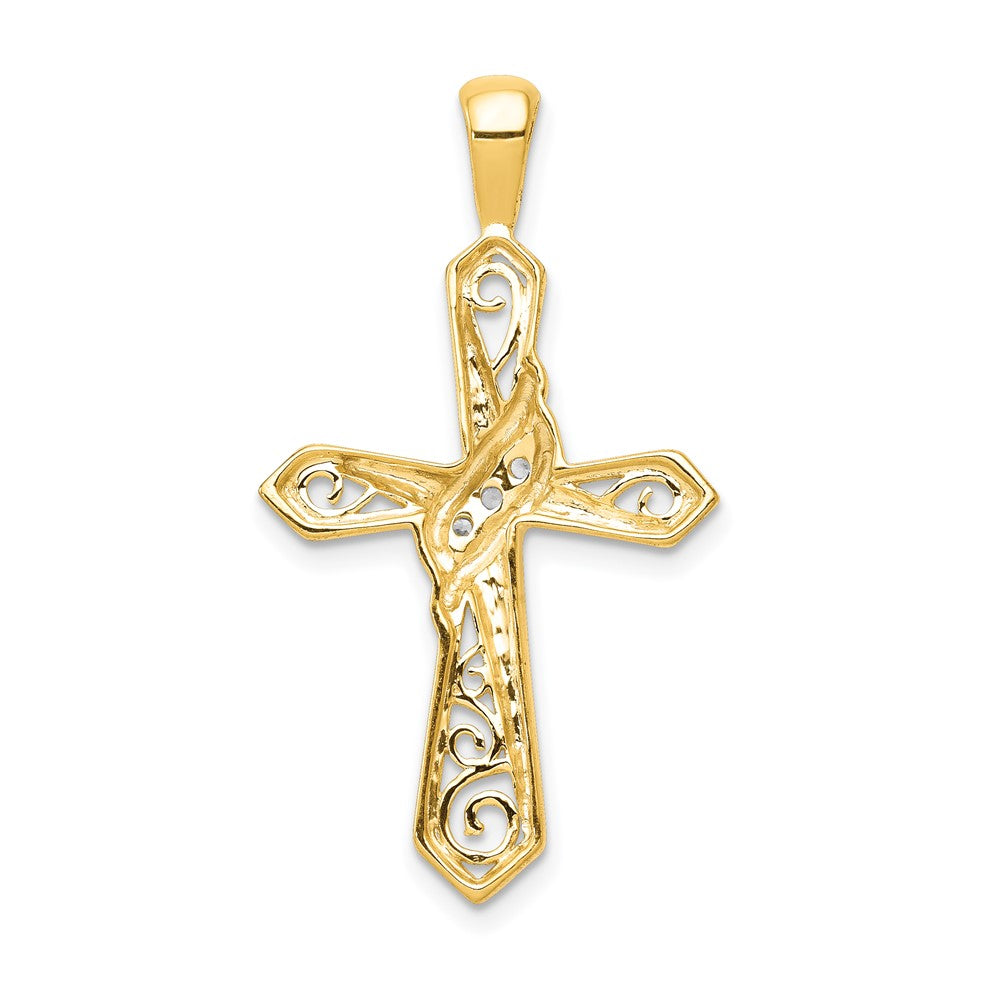 Alternate view of the 14k Yellow Gold 1/20 Ctw Diamond Passion Cross Pendant, 18 x 33mm by The Black Bow Jewelry Co.