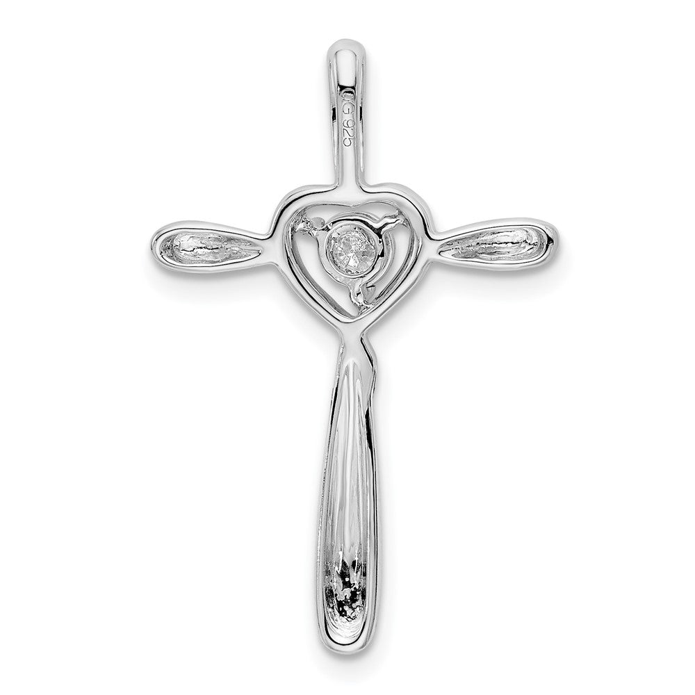 Alternate view of the 14k White Gold 0.05 Ct Diamond Heart Cross Slide Pendant, 19 x 29mm by The Black Bow Jewelry Co.