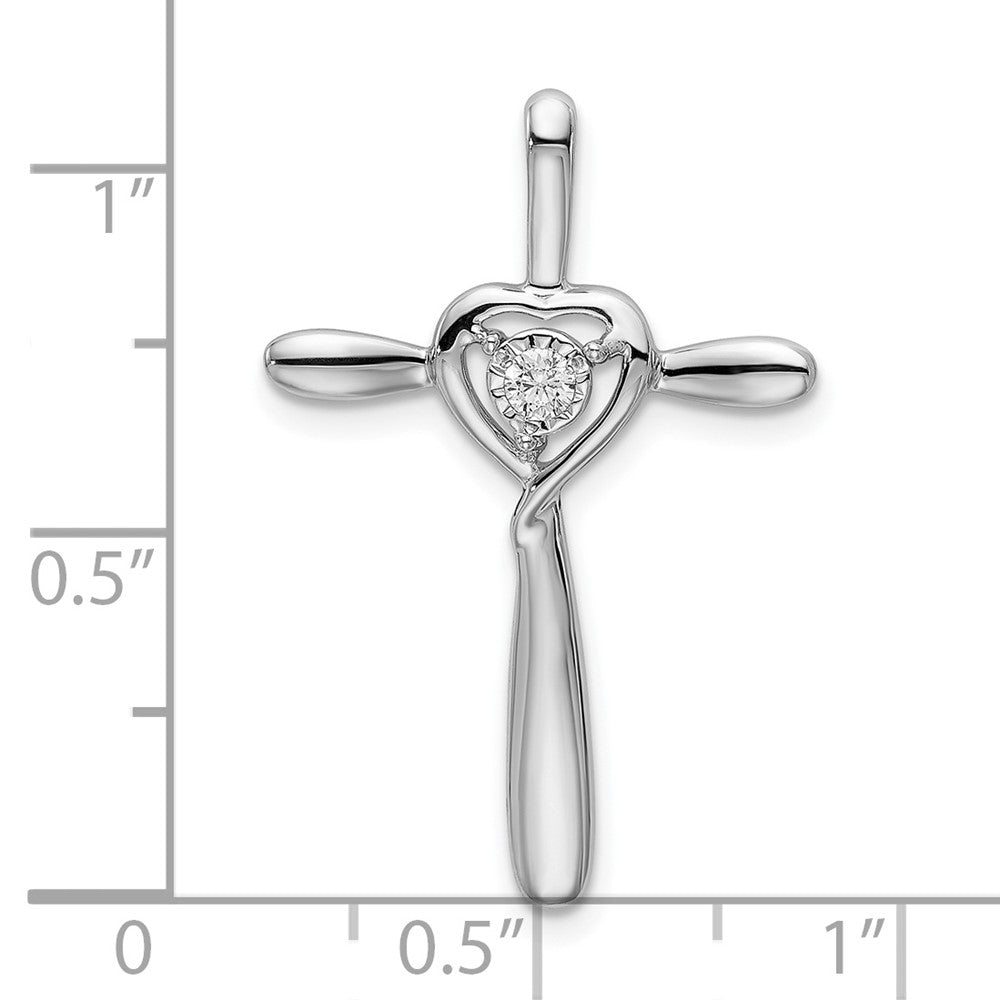 Alternate view of the 14k White Gold 0.05 Ct Diamond Heart Cross Slide Pendant, 19 x 29mm by The Black Bow Jewelry Co.
