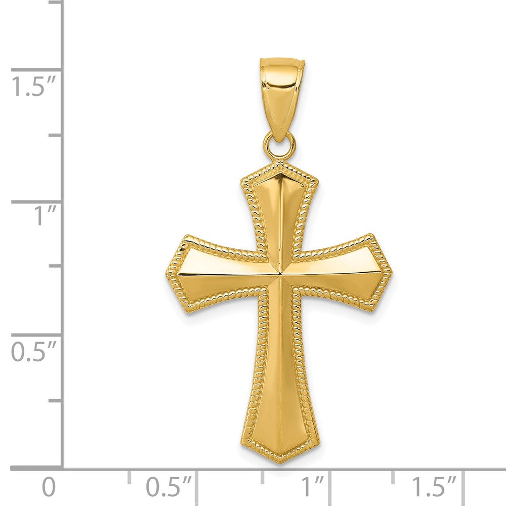 Alternate view of the 14k Yellow Gold Rope Edge Passion Cross Pendant, 20 x 39mm by The Black Bow Jewelry Co.