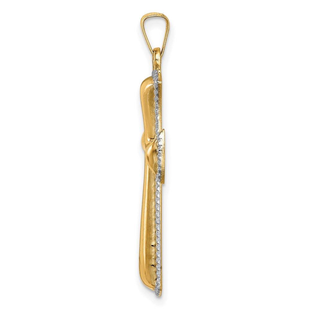 Alternate view of the 14k Yellow Gold & White Rhodium Hollow 2D Cross Pendant, 18 x 35mm by The Black Bow Jewelry Co.