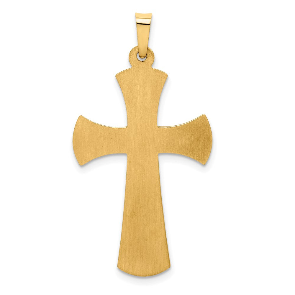 Alternate view of the 14k Yellow Gold & White Rhodium Hollow 2D Cross Pendant, 18 x 35mm by The Black Bow Jewelry Co.