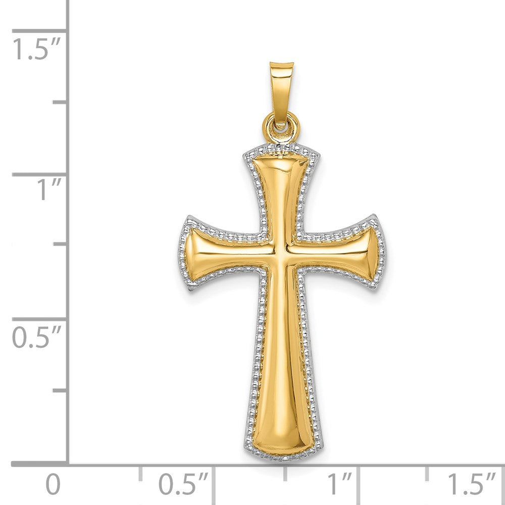 Alternate view of the 14k Yellow Gold & White Rhodium Hollow 2D Cross Pendant, 18 x 35mm by The Black Bow Jewelry Co.