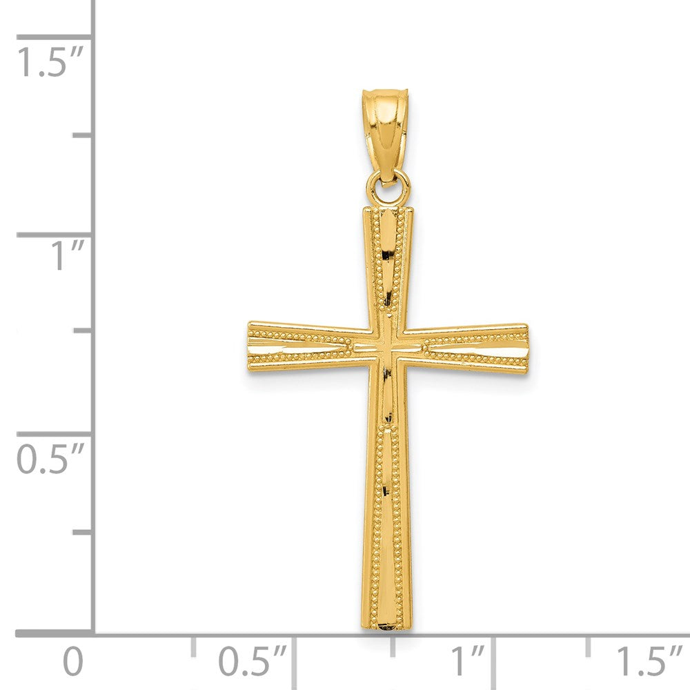 Alternate view of the 14k Yellow Gold Reversible Diamond-cut/Satin Cross Pendant, 17 x 34mm by The Black Bow Jewelry Co.