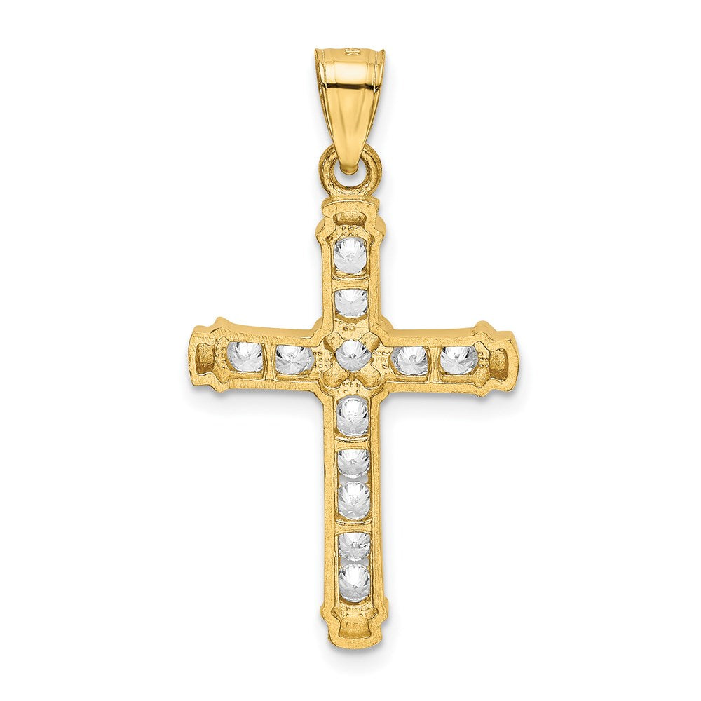 Alternate view of the 14k Yellow Gold & CZ Cross Pendant, 18 x 35mm by The Black Bow Jewelry Co.