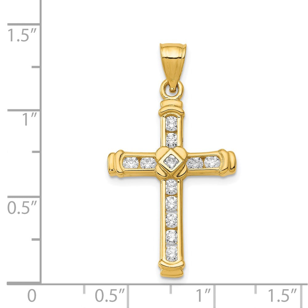 Alternate view of the 14k Yellow Gold & CZ Cross Pendant, 18 x 35mm by The Black Bow Jewelry Co.