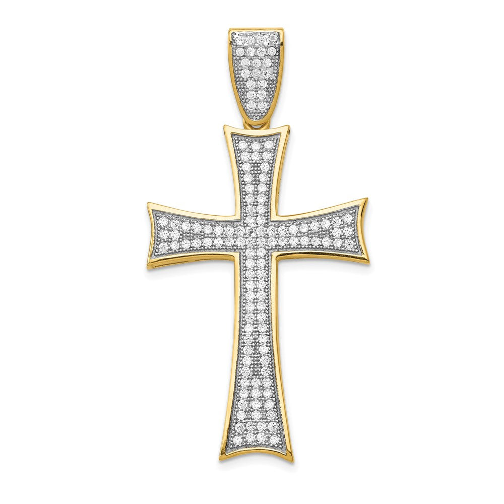 14k Yellow Gold Micro Pave CZ Large Maltese Cross Pendant, 25 x 52mm, Item P27809 by The Black Bow Jewelry Co.