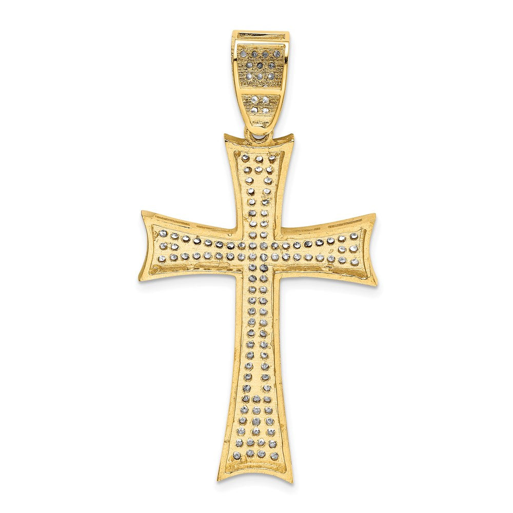 Alternate view of the 14k Yellow Gold Micro Pave CZ Large Maltese Cross Pendant, 25 x 52mm by The Black Bow Jewelry Co.
