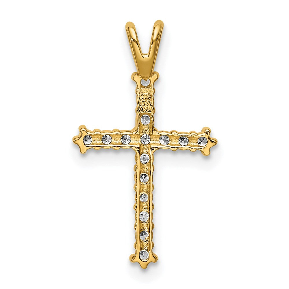 Alternate view of the 14k Yellow Gold Small CZ Cross Pendant, 12 x 22mm by The Black Bow Jewelry Co.