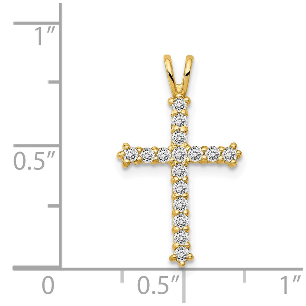 Alternate view of the 14k Yellow Gold Small CZ Cross Pendant, 12 x 22mm by The Black Bow Jewelry Co.