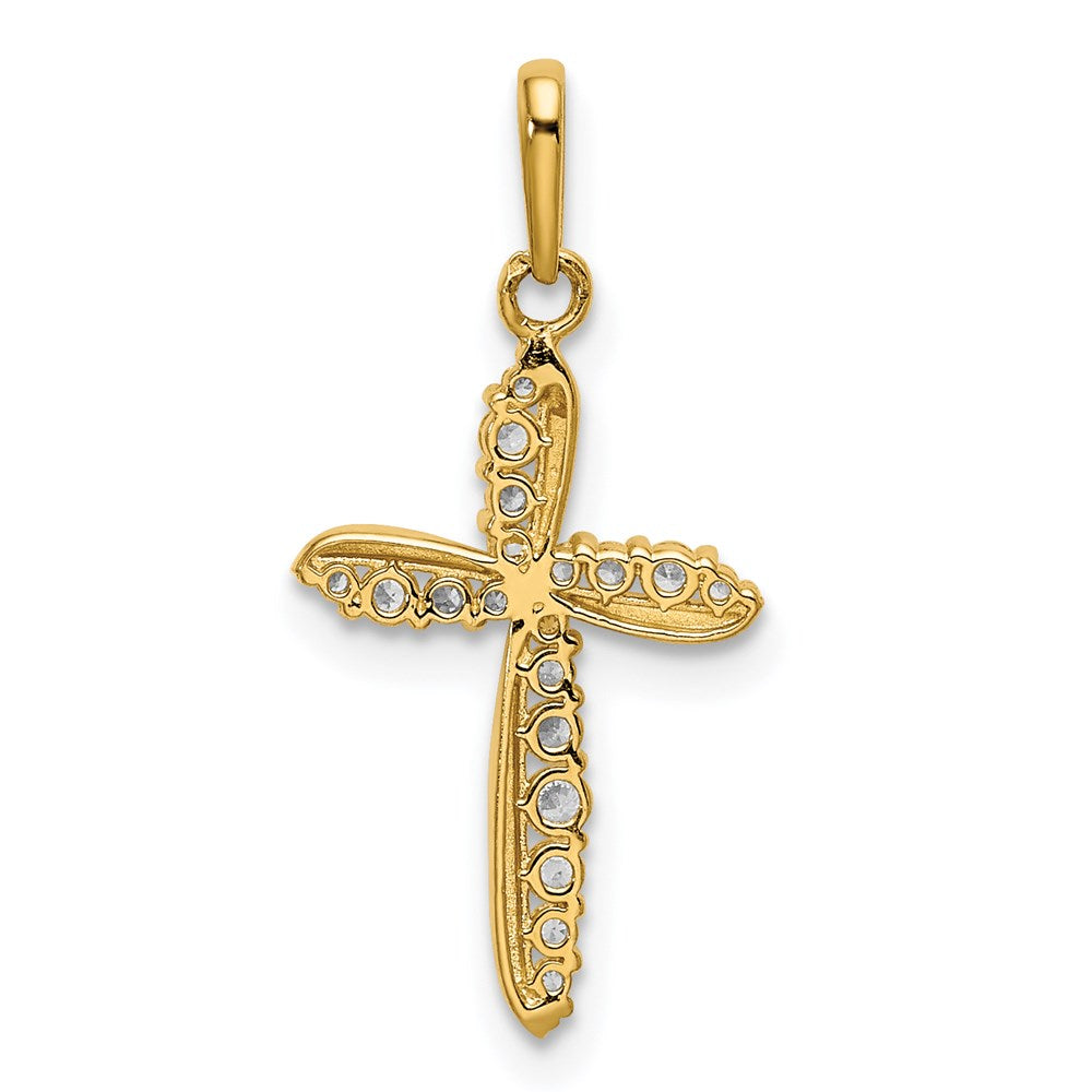 Alternate view of the 14k Yellow Gold Small CZ Cross Pendant, 11 x 24mm by The Black Bow Jewelry Co.