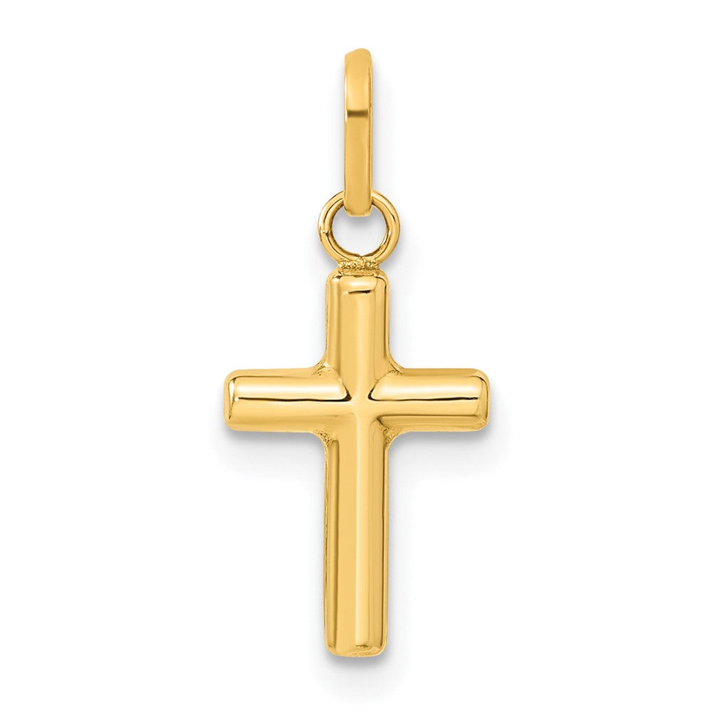 14k Yellow Gold Small Hollow Polished Cross Charm or Pendant, 10x25mm, Item P27813 by The Black Bow Jewelry Co.