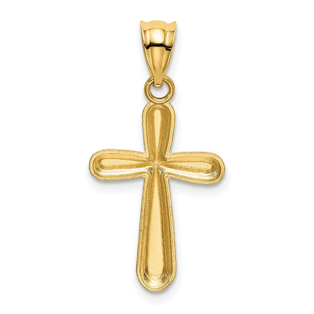 Alternate view of the 14k Yellow Gold Polished & Textured Rounded Cross Pendant, 14 x 30mm by The Black Bow Jewelry Co.