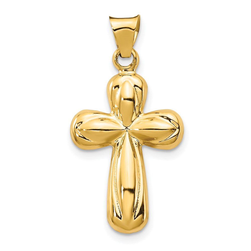 14k Yellow Gold Small Polished 3D Reversible Cross Pendant, 14 x 27mm, Item P27816 by The Black Bow Jewelry Co.