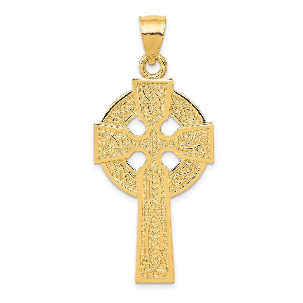 14k Yellow Gold Polished Celtic Cross Pendant, 21 x 47mm, Item P27818 by The Black Bow Jewelry Co.