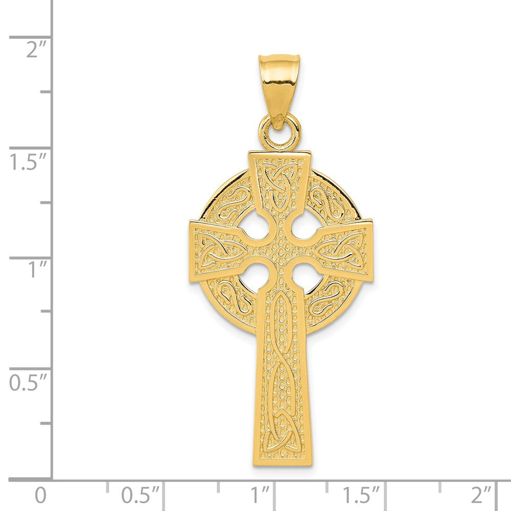 Alternate view of the 14k Yellow Gold Polished Celtic Cross Pendant, 21 x 47mm by The Black Bow Jewelry Co.
