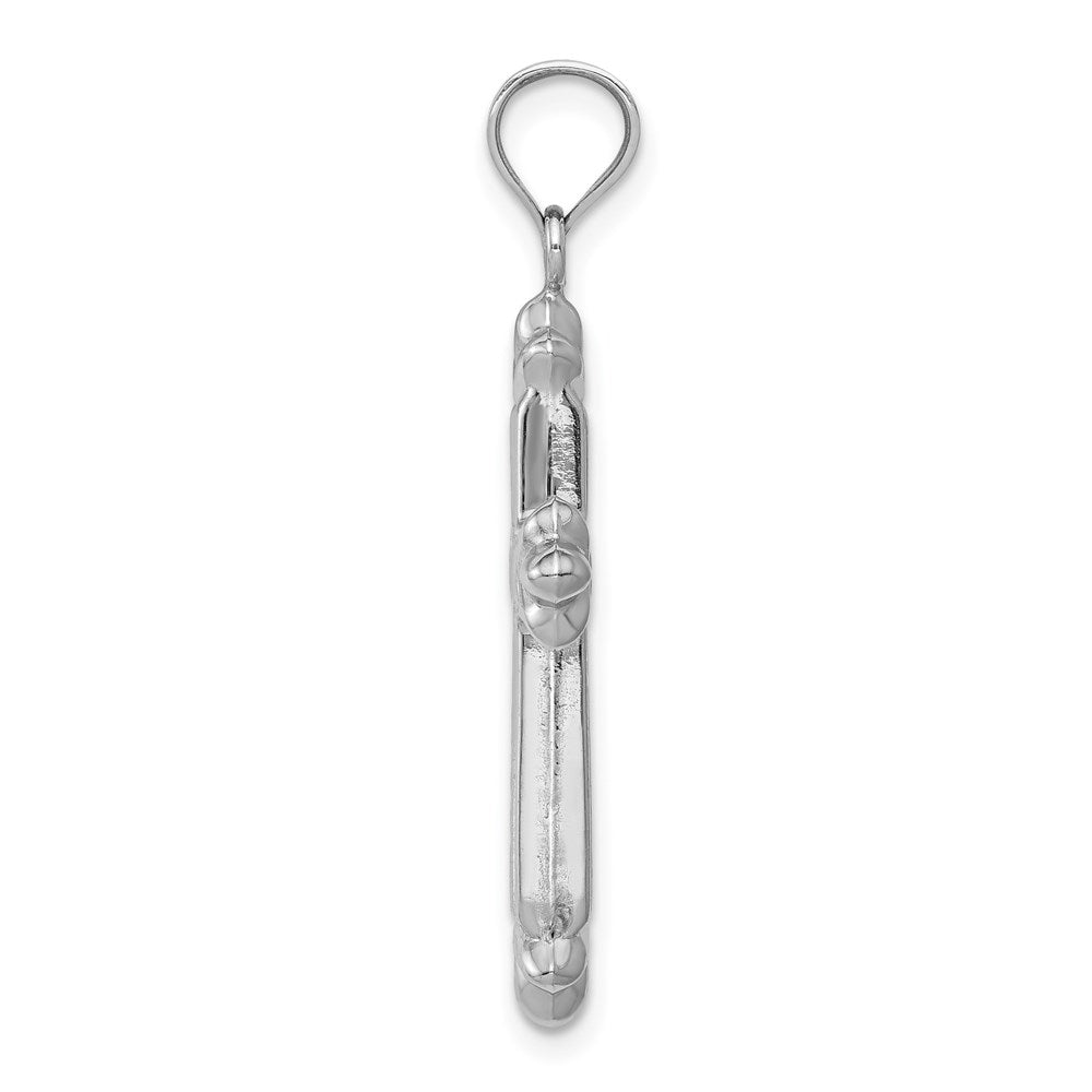 Alternate view of the 14k White Gold Hollow Reversible Fleur de Lis Cross Pendant, 19 x 35mm by The Black Bow Jewelry Co.
