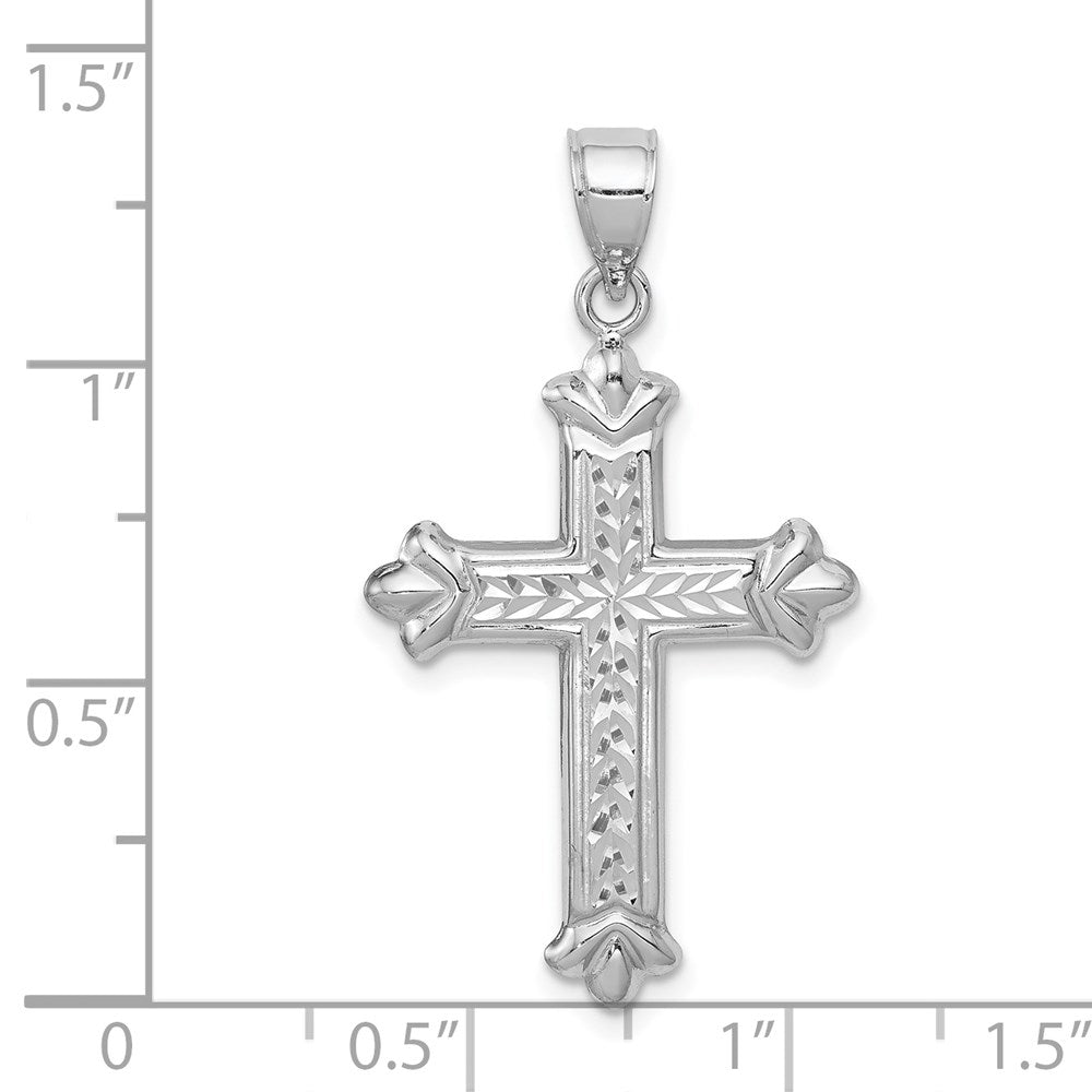 Alternate view of the 14k White Gold Hollow Reversible Fleur de Lis Cross Pendant, 19 x 35mm by The Black Bow Jewelry Co.