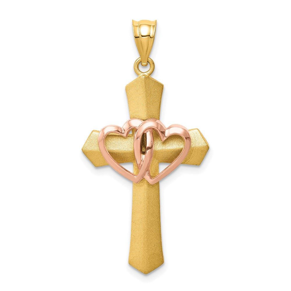 14k Two Tone Gold St. Valentine Cross Pendant, 19 x 38mm, Item P27826 by The Black Bow Jewelry Co.